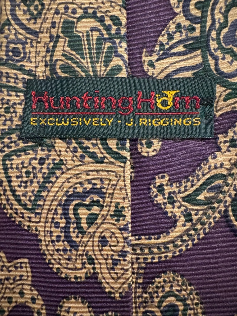 Vintage Huntington Exclusively J. Riggings Purple Paisley Silk Tie